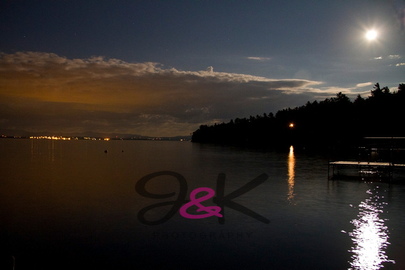 Lake Champlain moonlight looking at Burlington